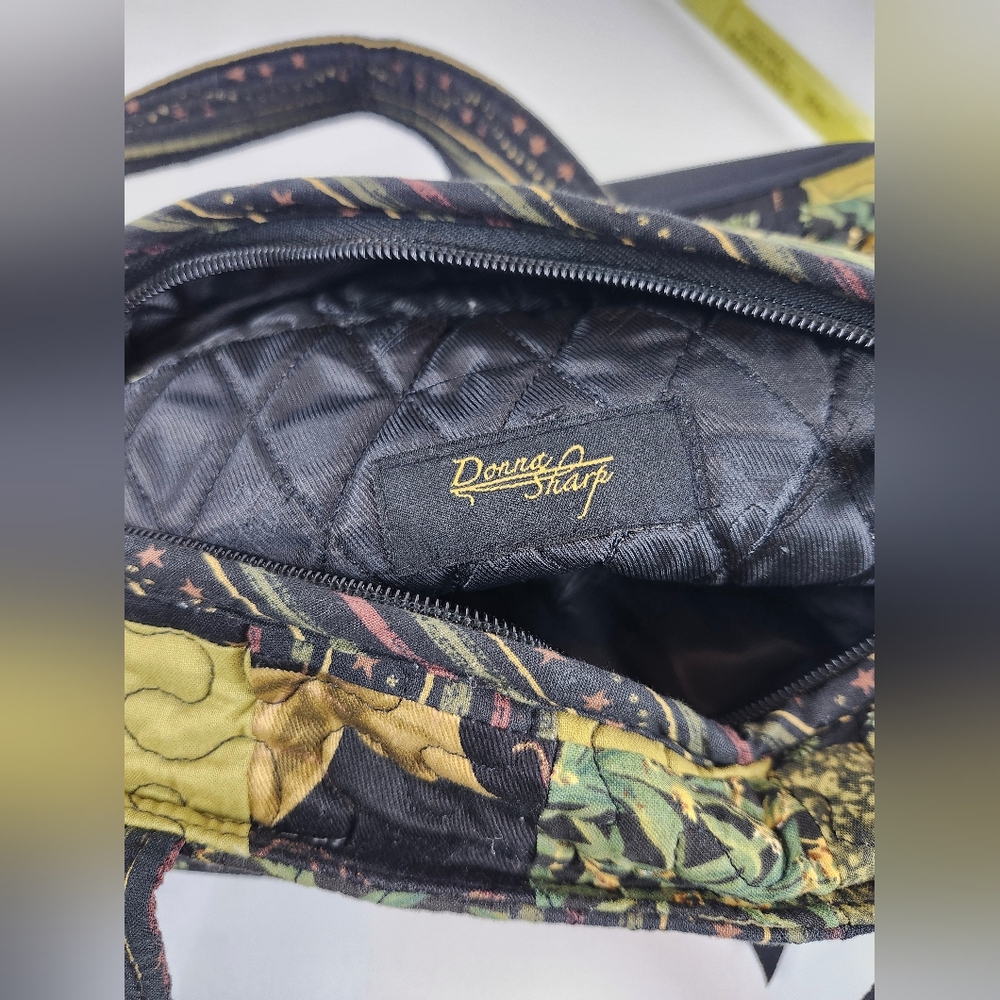 Donna Sharp Brown Green Patchwork Quilted Hand Ba… - image 5